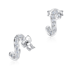 S Shaped CZ Silver Stud Earring STS-5169